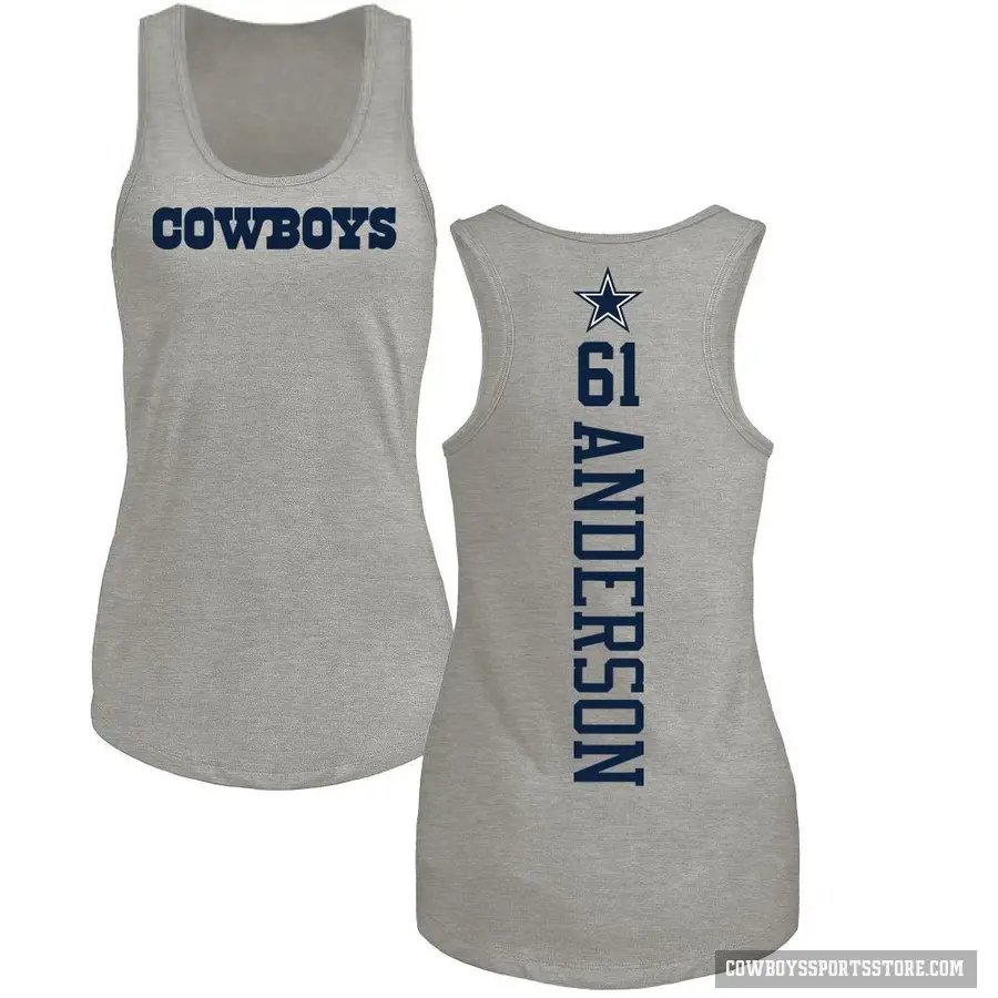 Women's ＃61 Jack Anderson Dallas Cowboys Ash Backer Tank Top