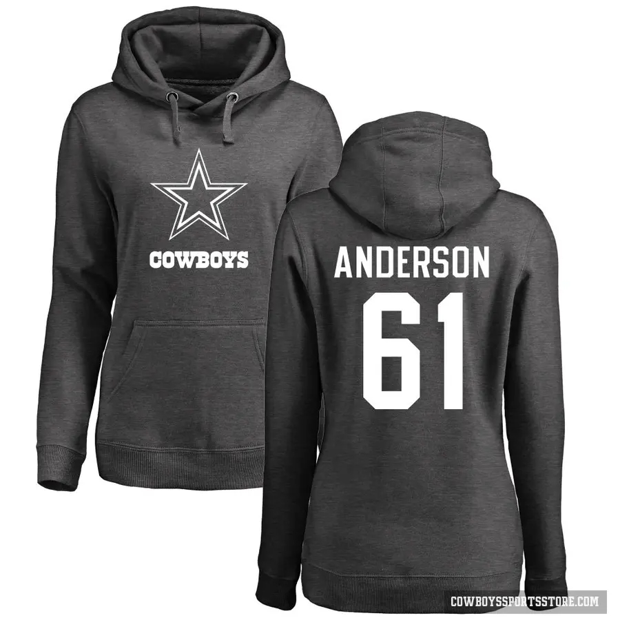 Women's ＃61 Jack Anderson Dallas Cowboys Pro Line by Branded Ash One Color Pullover Hoodie