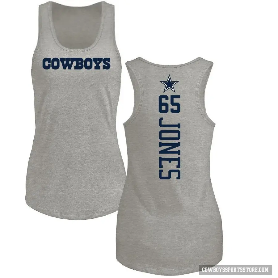 Women's ＃65 Robert Jones Dallas Cowboys Ash Backer Tank Top
