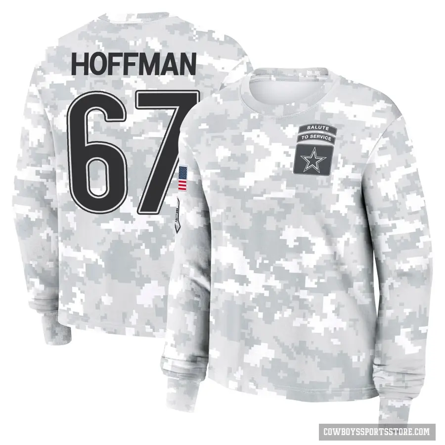 Women's ＃67 Brock Hoffman Dallas Cowboys Camo Arctic 2024 Salute to Service Long Sleeve T-Shirt