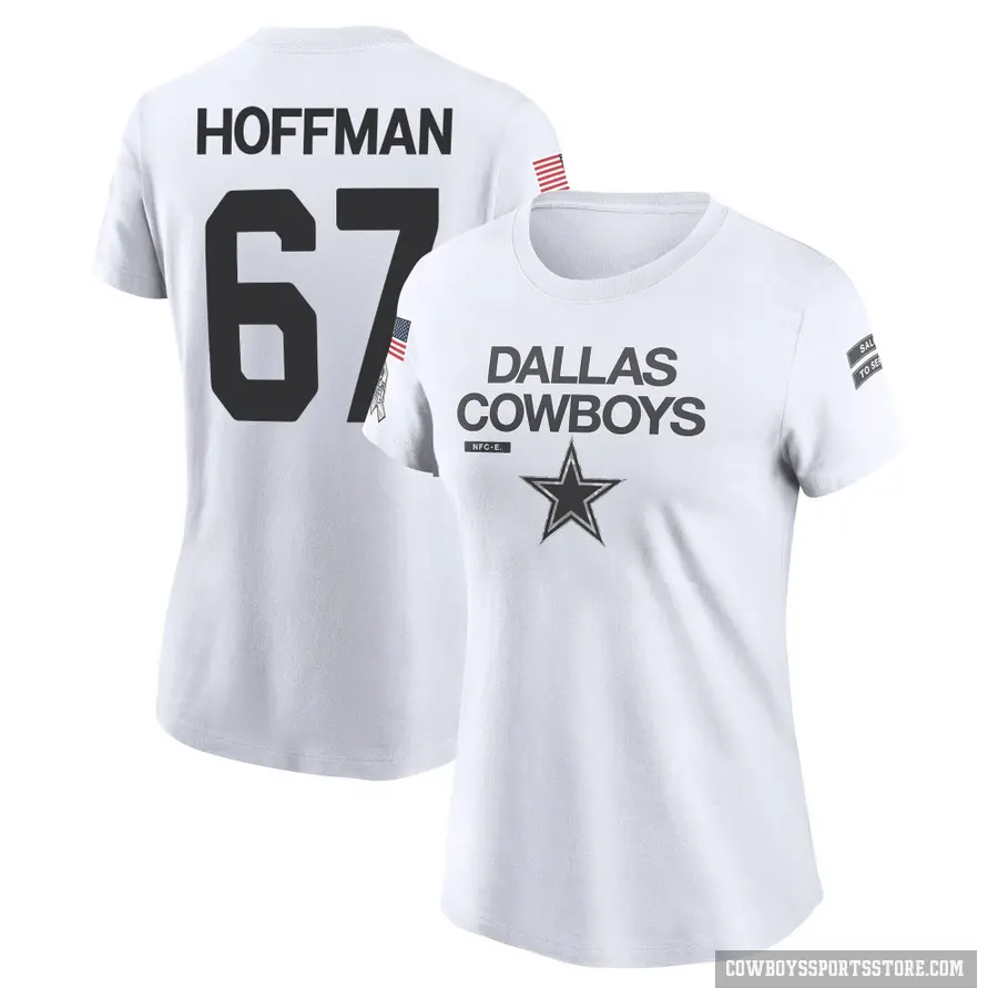 Women's ＃67 Brock Hoffman Dallas Cowboys White 2024 Salute to Service Performance T-Shirt