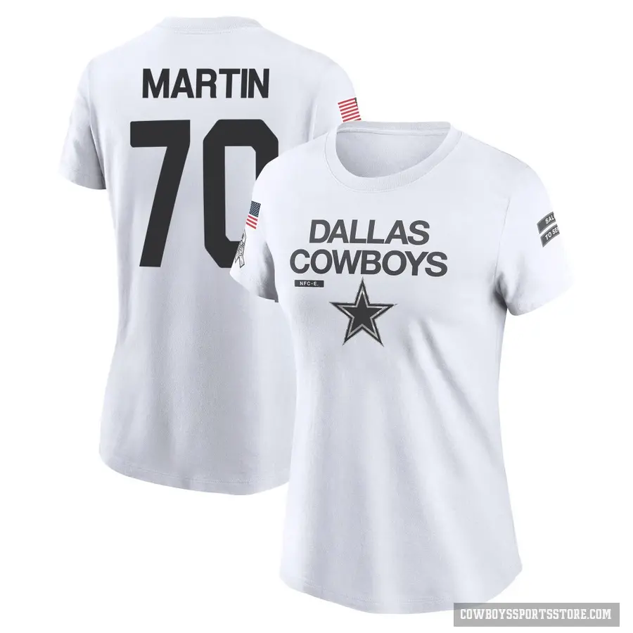 Women's ＃70 Zack Martin Dallas Cowboys White 2024 Salute to Service Performance T-Shirt