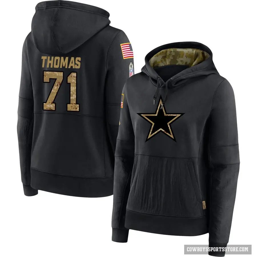 Women's ＃71 Nathan Thomas Dallas Cowboys Black 2020 Salute to Service Sideline Performance Pullover Hoodie