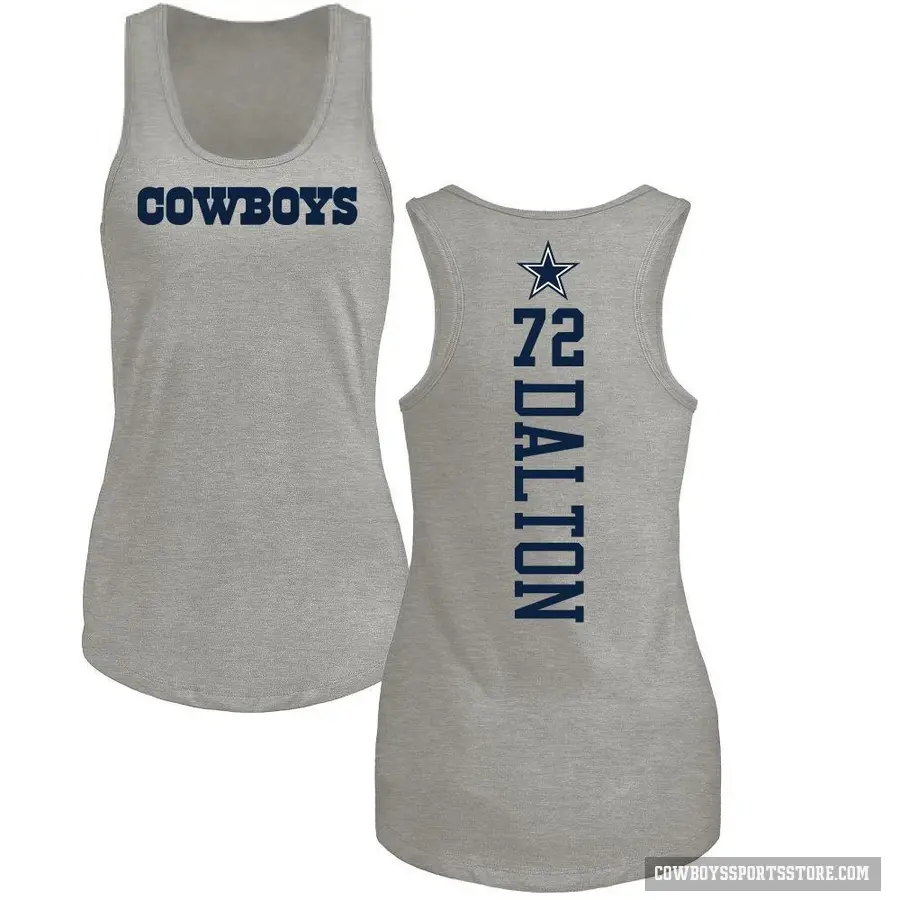 Women's ＃72 Jalen Dalton Dallas Cowboys Ash Backer Tank Top