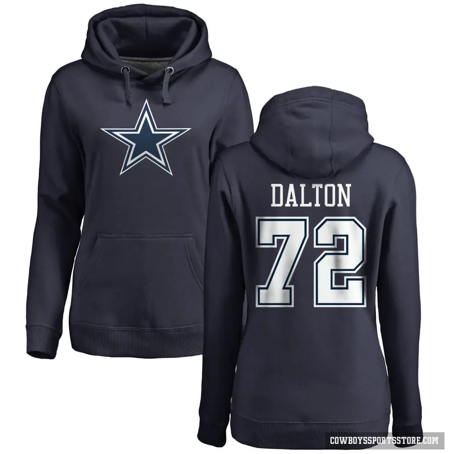 Women's ＃72 Jalen Dalton Dallas Cowboys Navy Pro Line by Branded Name & Number Pullover Hoodie