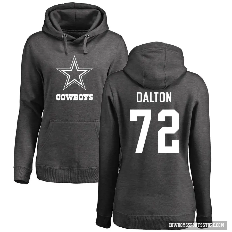 Women's ＃72 Jalen Dalton Dallas Cowboys Pro Line by Branded Ash One Color Pullover Hoodie