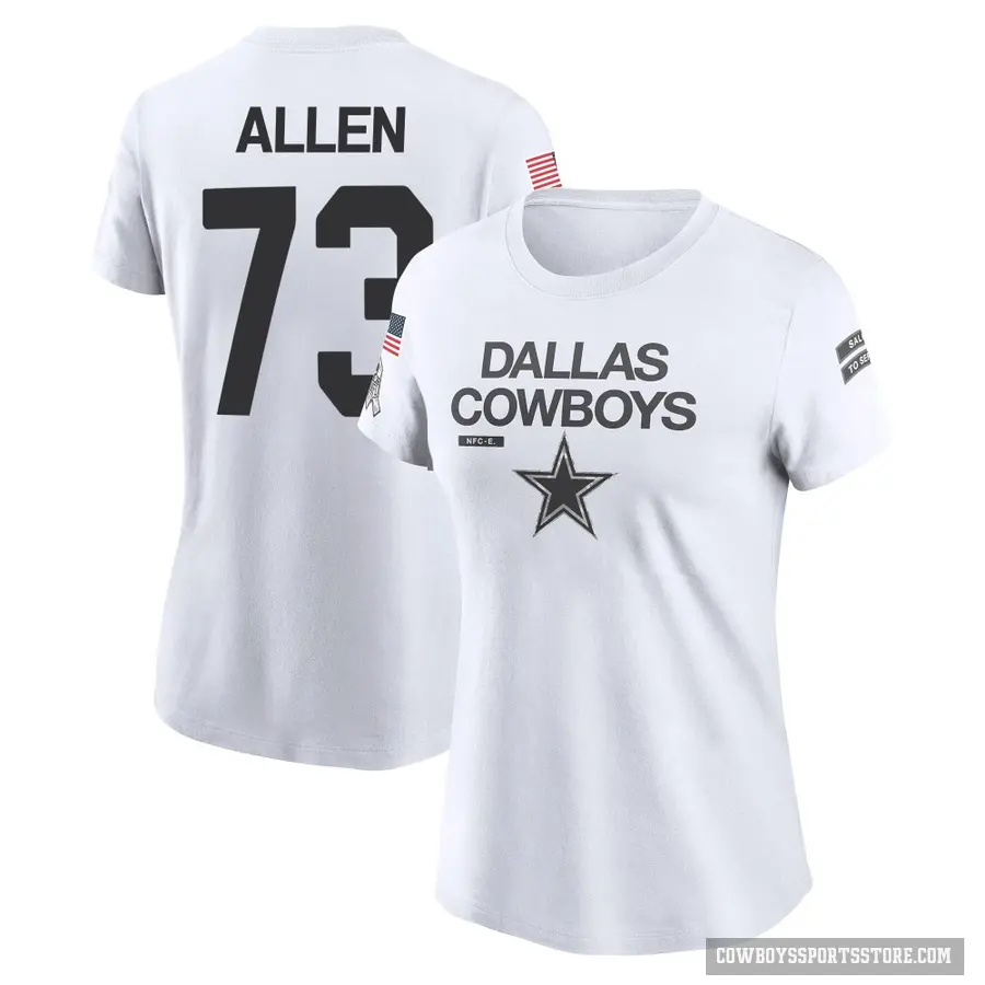 Women's ＃73 Larry Allen Dallas Cowboys White 2024 Salute to Service Performance T-Shirt