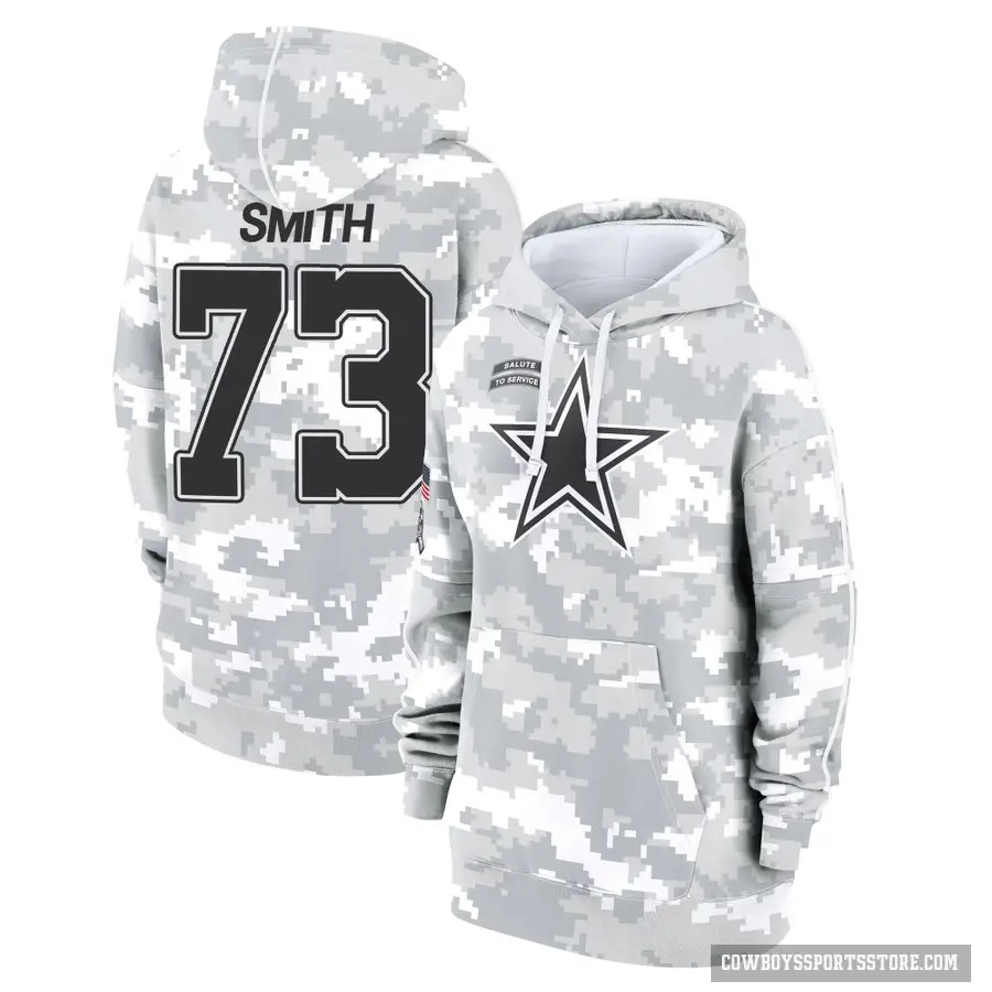 Women's ＃73 Tyler Smith Dallas Cowboys Arctic Camo 2024 Salute to Service Club Fleece Pullover Hoodie