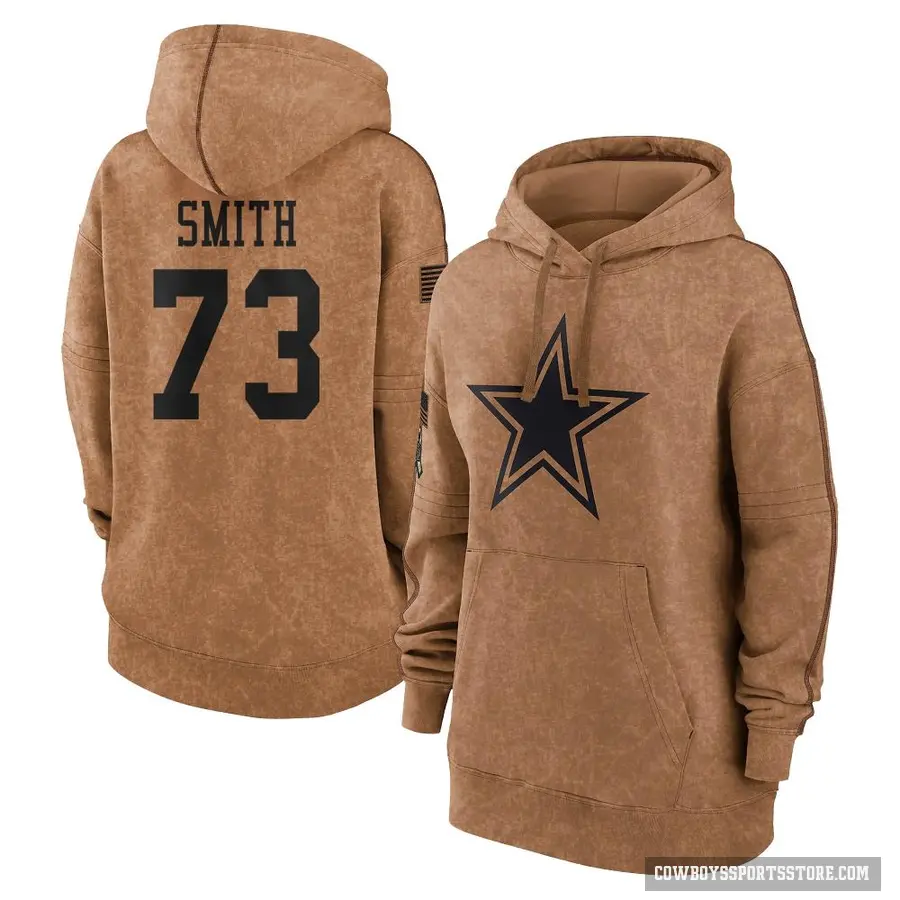 Women's ＃73 Tyler Smith Dallas Cowboys Brown 2023 Salute To Service Pullover Hoodie