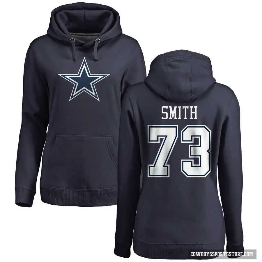 Women's ＃73 Tyler Smith Dallas Cowboys Navy Pro Line by Branded Name & Number Pullover Hoodie