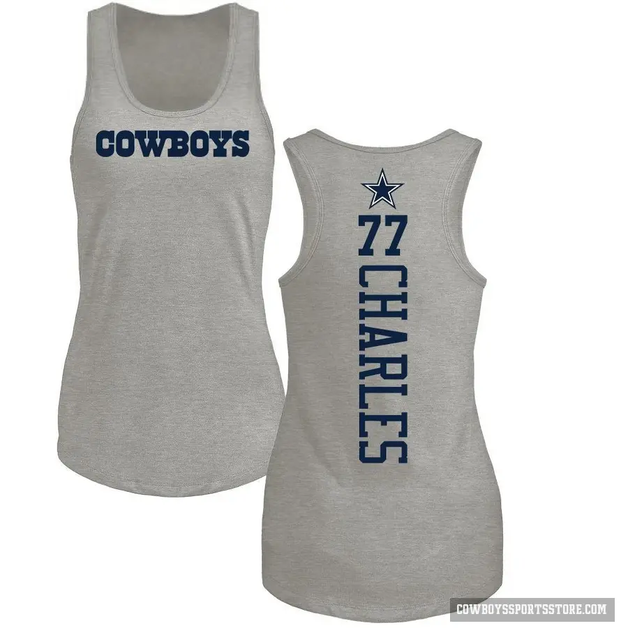 Women's ＃77 Saahdiq Charles Dallas Cowboys Ash Backer Tank Top