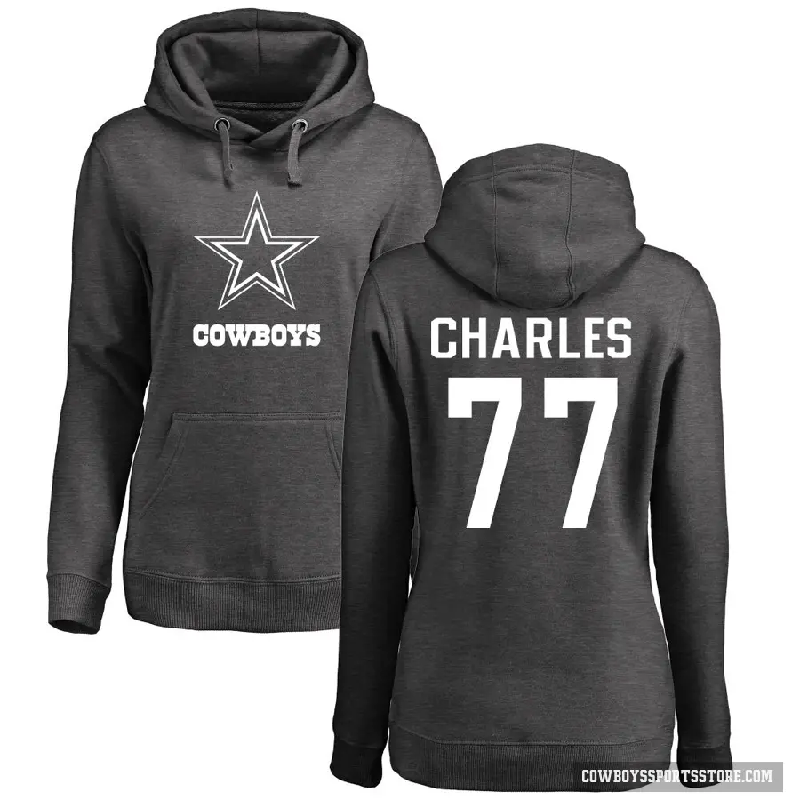 Women's ＃77 Saahdiq Charles Dallas Cowboys Pro Line by Branded Ash One Color Pullover Hoodie