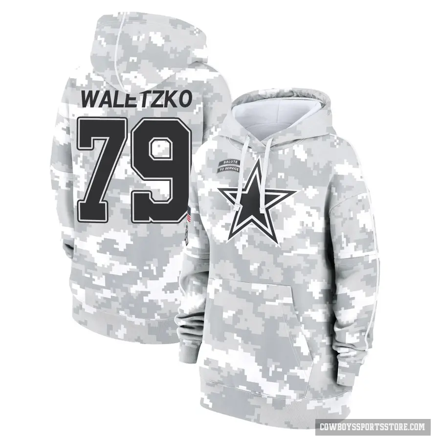 Women's ＃79 Matt Waletzko Dallas Cowboys Arctic Camo 2024 Salute to Service Club Fleece Pullover Hoodie