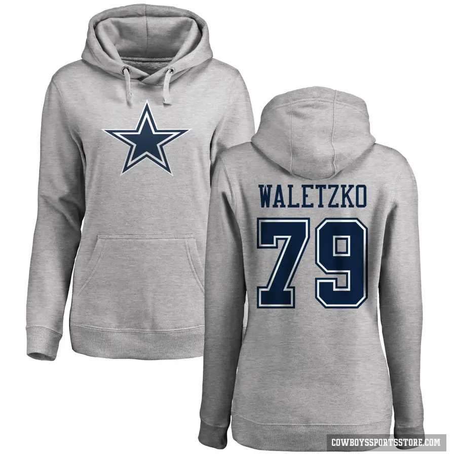 Women's ＃79 Matt Waletzko Dallas Cowboys Pro Line by Branded Ash Name & Number Logo Pullover Hoodie