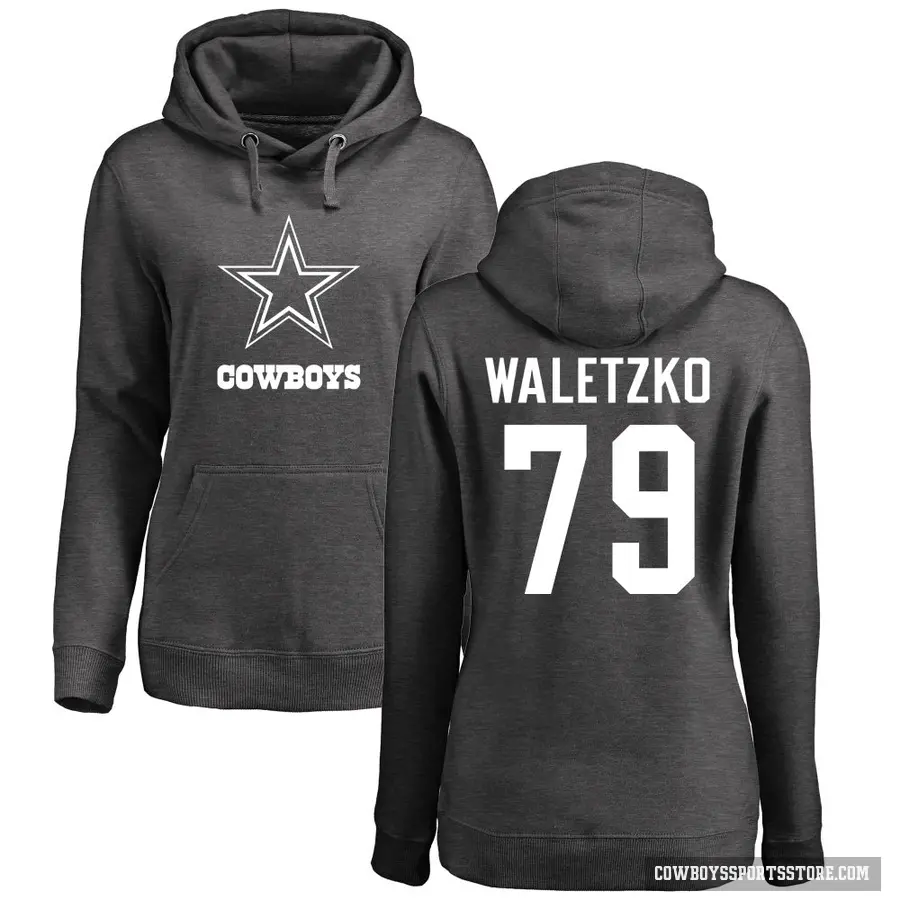 Women's ＃79 Matt Waletzko Dallas Cowboys Pro Line by Branded Ash One Color Pullover Hoodie