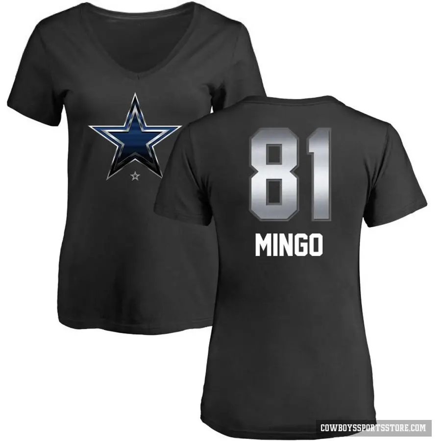 Women's ＃81 Jonathan Mingo Dallas Cowboys Black Midnight Mascot T-Shirt