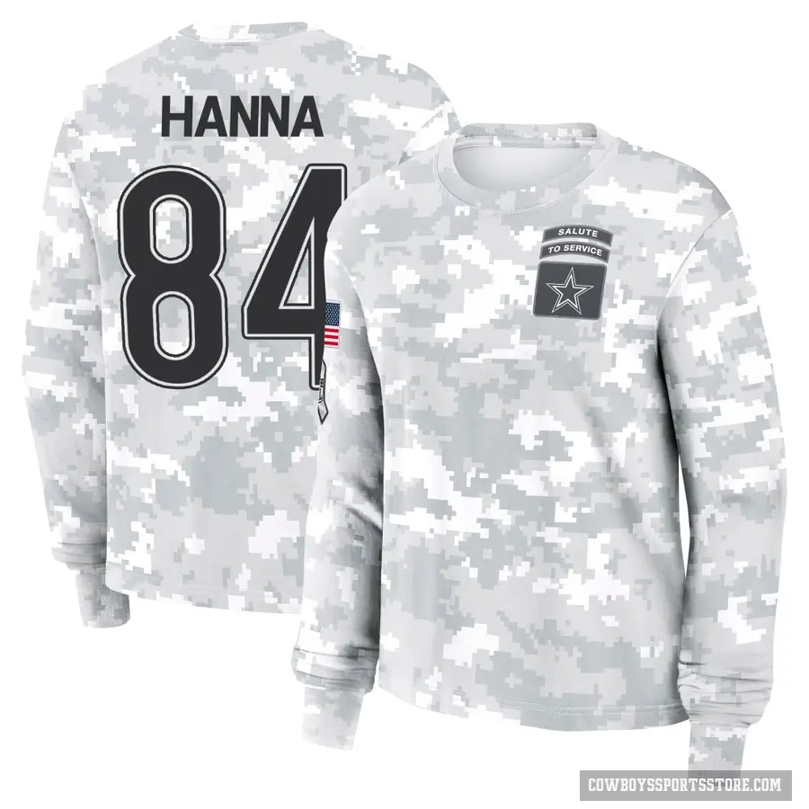 Women's ＃84 James Hanna Dallas Cowboys Camo Arctic 2024 Salute to Service Long Sleeve T-Shirt