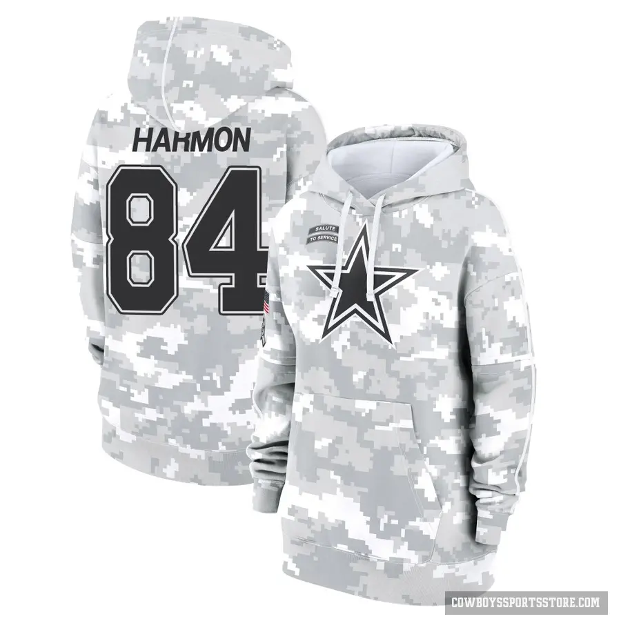 Women's ＃84 Kelvin Harmon Dallas Cowboys Arctic Camo 2024 Salute to Service Club Fleece Pullover Hoodie