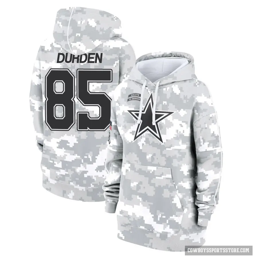Women's ＃85 David Durden Dallas Cowboys Arctic Camo 2024 Salute to Service Club Fleece Pullover Hoodie