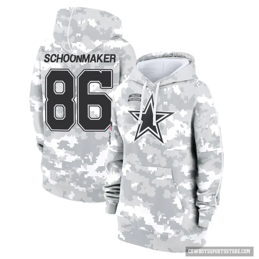 Women's ＃86 Luke Schoonmaker Dallas Cowboys Arctic Camo 2024 Salute to Service Club Fleece Pullover Hoodie