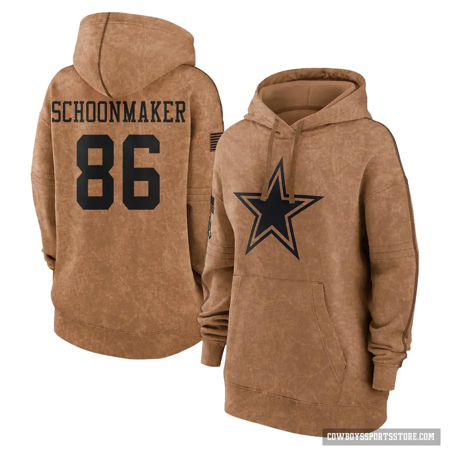 Women's ＃86 Luke Schoonmaker Dallas Cowboys Brown 2023 Salute To Service Pullover Hoodie