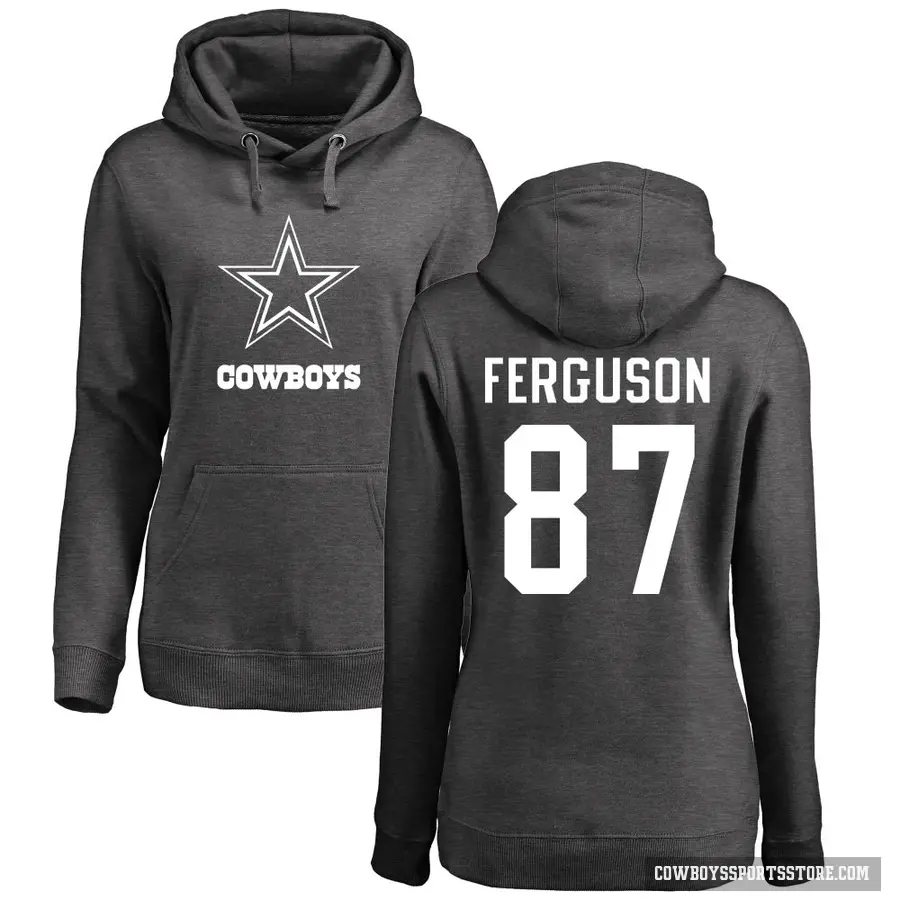 Women's ＃87 Jake Ferguson Dallas Cowboys Pro Line by Branded Ash One Color Pullover Hoodie