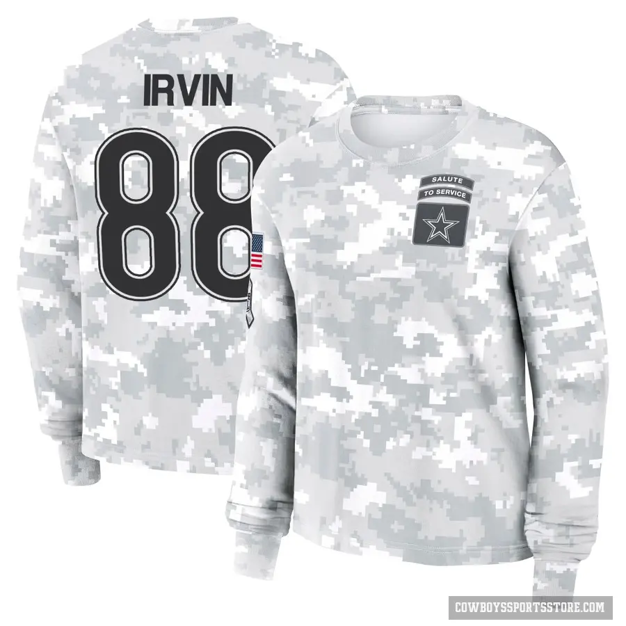 Women's ＃88 Michael Irvin Dallas Cowboys Camo Arctic 2024 Salute to Service Long Sleeve T-Shirt