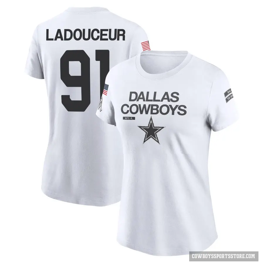 Women's ＃91 L.P. Ladouceur Dallas Cowboys White 2024 Salute to Service Performance T-Shirt