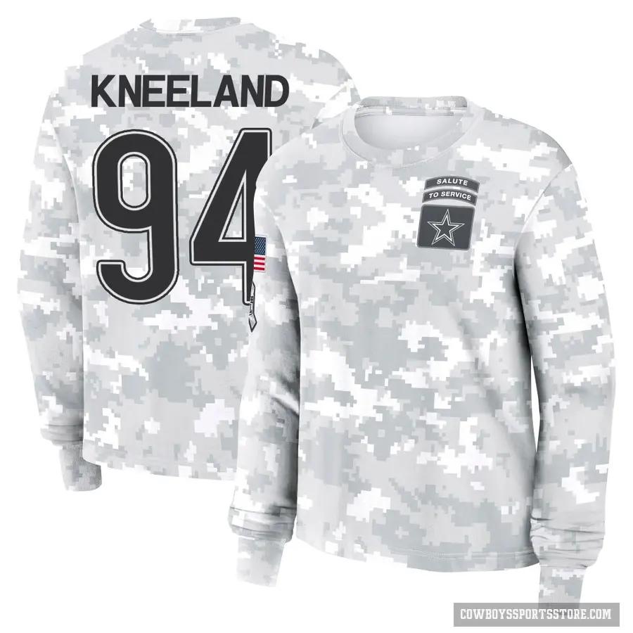 Women's ＃94 Marshawn Kneeland Dallas Cowboys Camo Arctic 2024 Salute to Service Long Sleeve T-Shirt