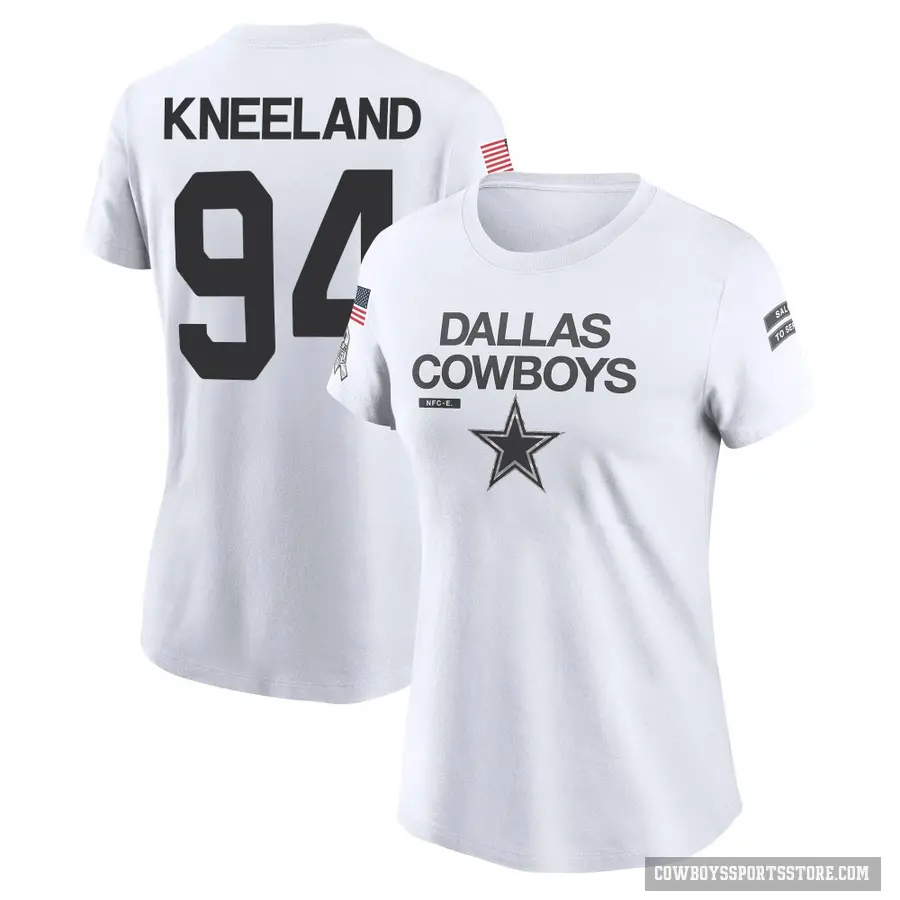 Women's ＃94 Marshawn Kneeland Dallas Cowboys White 2024 Salute to Service Performance T-Shirt