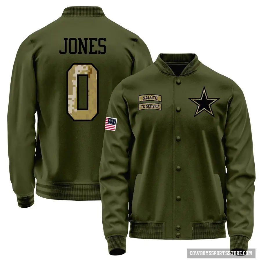 Youth ＃0 Robert Jones Dallas Cowboys Olive Salute to Service Sideline Performance Jacket