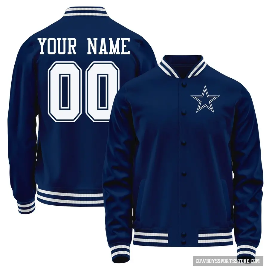 Youth ＃00 Custom Dallas Cowboys Navy Full-Snap Name & Number Jacket