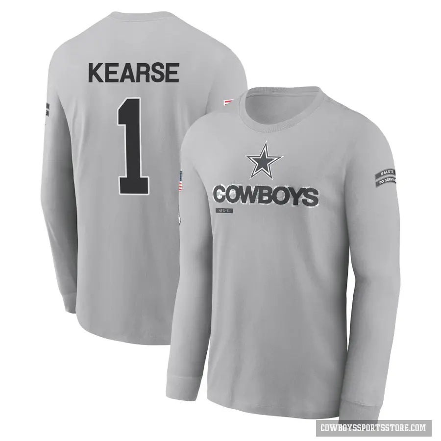 Youth ＃1 Jayron Kearse Dallas Cowboys Gray 2024 Salute to Service Long Sleeve T-Shirt