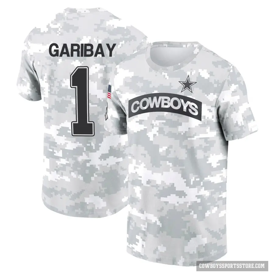 Youth ＃1 Jonathan Garibay Dallas Cowboys Camo Arctic 2024 Salute to Service Performance T-Shirt