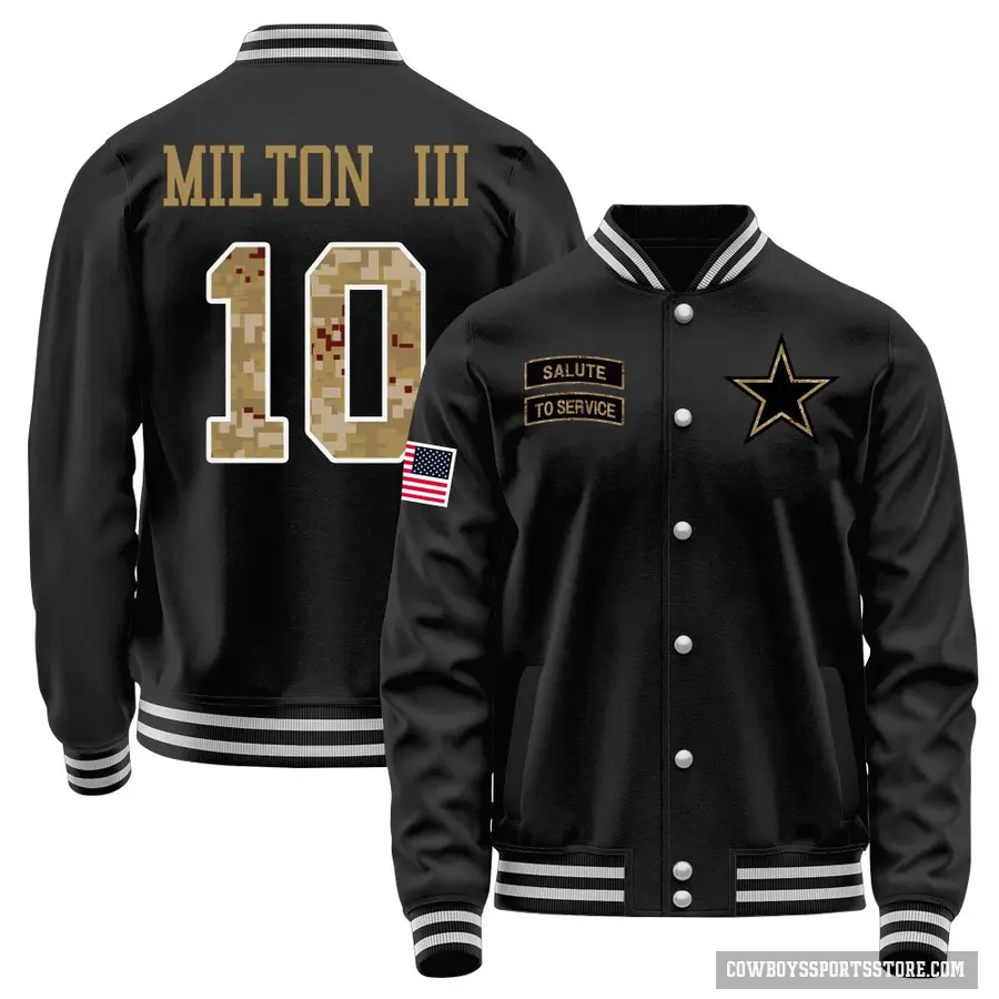 Youth ＃10 Joe Milton III Dallas Cowboys Black Salute to Service Sideline Performance Jacket