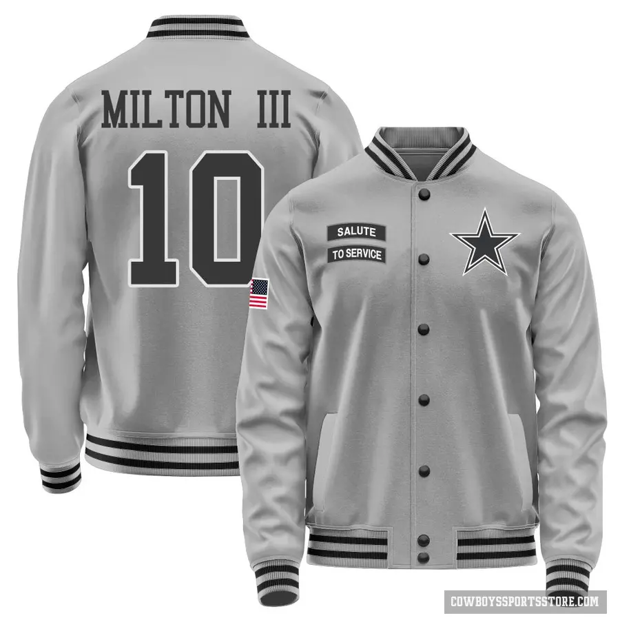 Youth ＃10 Joe Milton III Dallas Cowboys Gray Salute to Service Performance Jacket