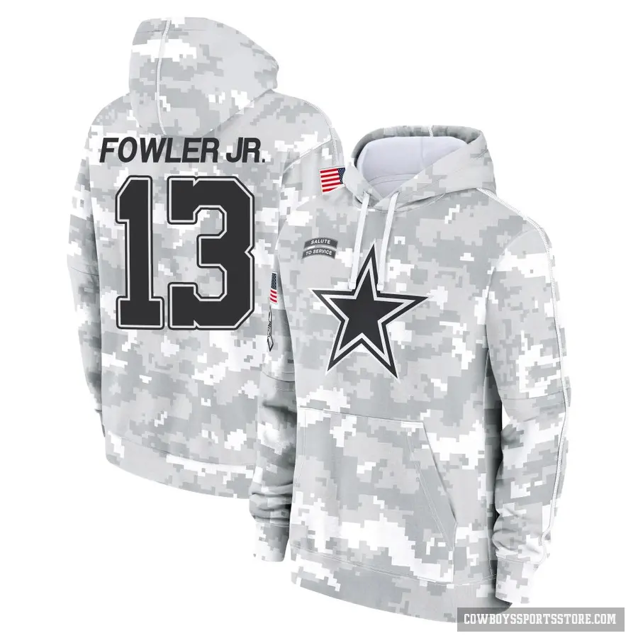 Youth ＃13 Dante Fowler Jr. Dallas Cowboys Arctic Camo 2024 Salute to Service Club Fleece Pullover Hoodie