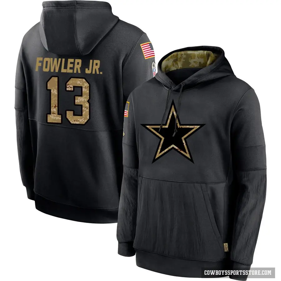 Youth ＃13 Dante Fowler Jr. Dallas Cowboys Black 2020 Salute to Service Sideline Performance Pullover Hoodie
