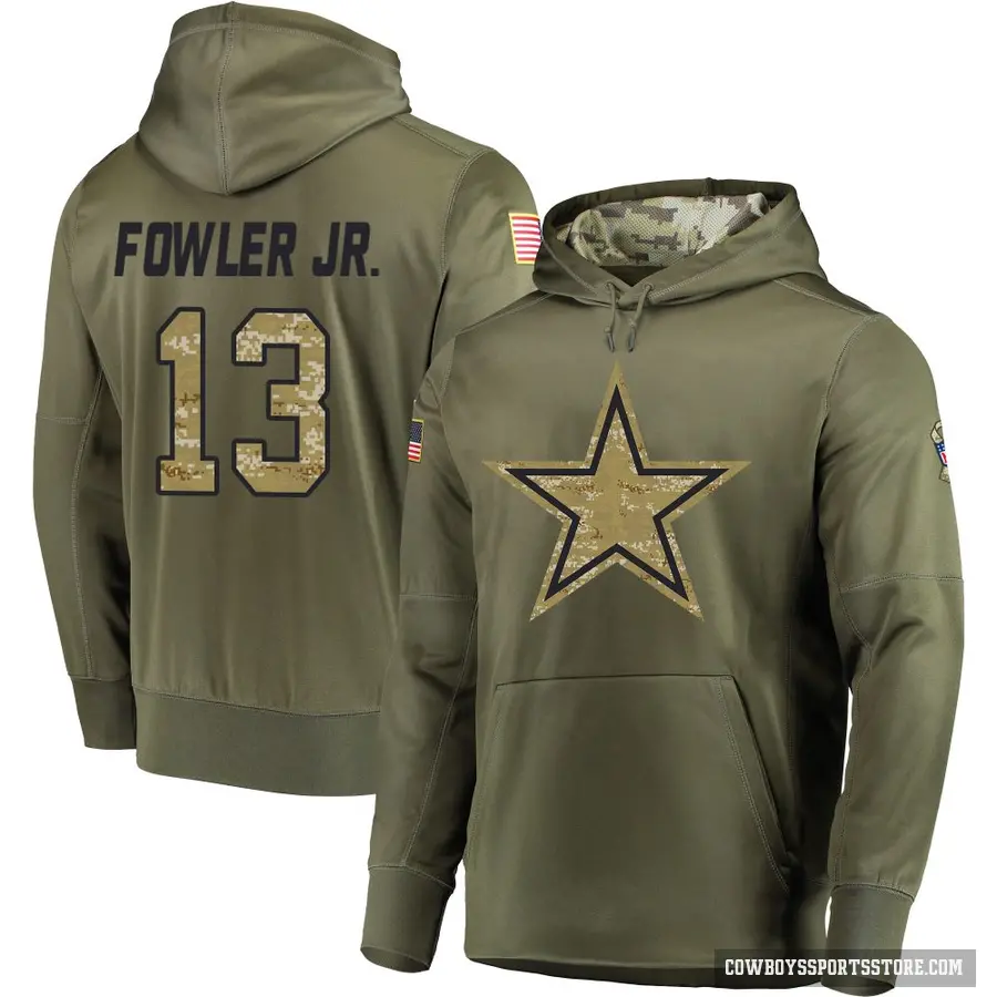 Youth ＃13 Dante Fowler Jr. Dallas Cowboys Olive Salute to Service Pullover Hoodie