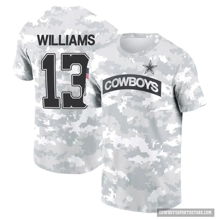 Youth ＃13 Seth Williams Dallas Cowboys Camo Arctic 2024 Salute to Service Performance T-Shirt