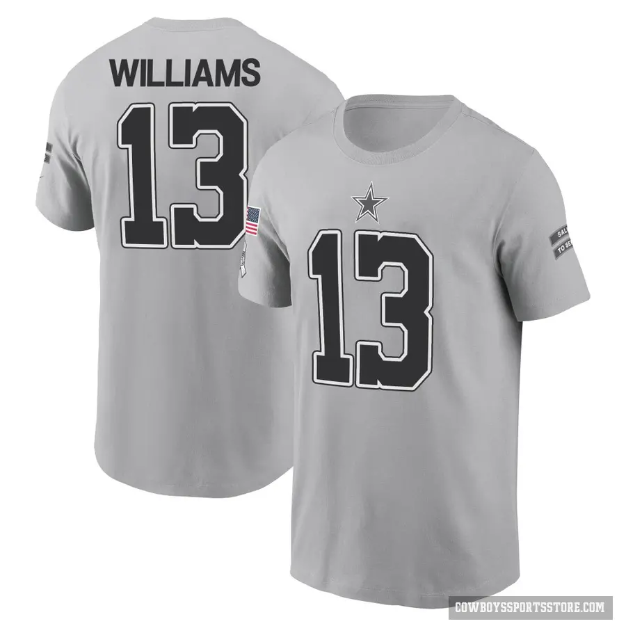 Youth ＃13 Seth Williams Dallas Cowboys Gray 2024 Salute to Service T-Shirt