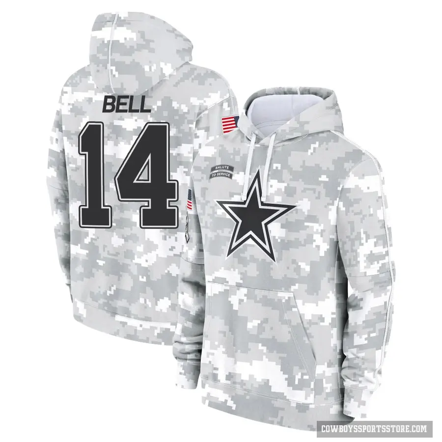 Youth ＃14 Markquese Bell Dallas Cowboys Arctic Camo 2024 Salute to Service Club Fleece Pullover Hoodie