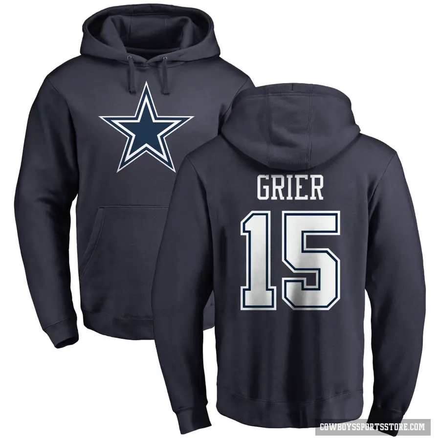 Youth ＃15 Will Grier Dallas Cowboys Navy Pro Line by Branded Name & Number Pullover Hoodie