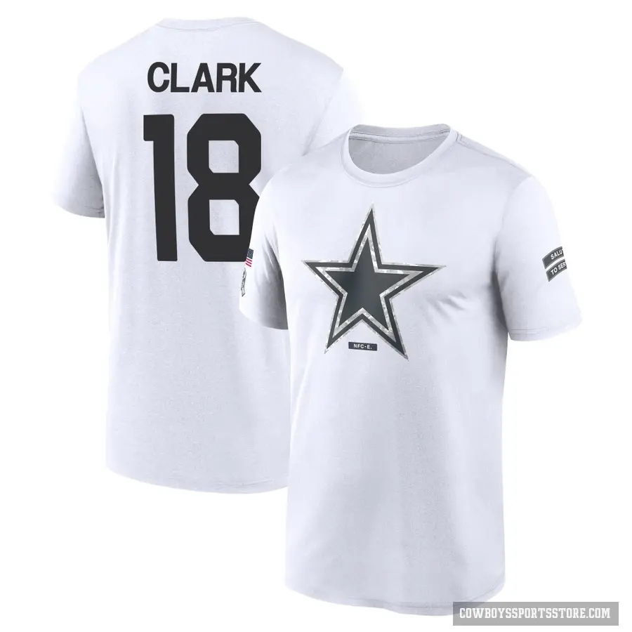 Youth ＃18 Damone Clark Dallas Cowboys White 2024 Salute to Service Performance T-Shirt