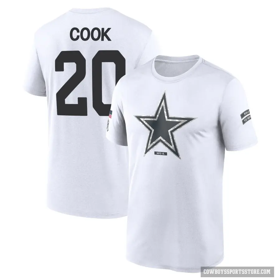 Youth ＃20 Dalvin Cook Dallas Cowboys White 2024 Salute to Service Performance T-Shirt