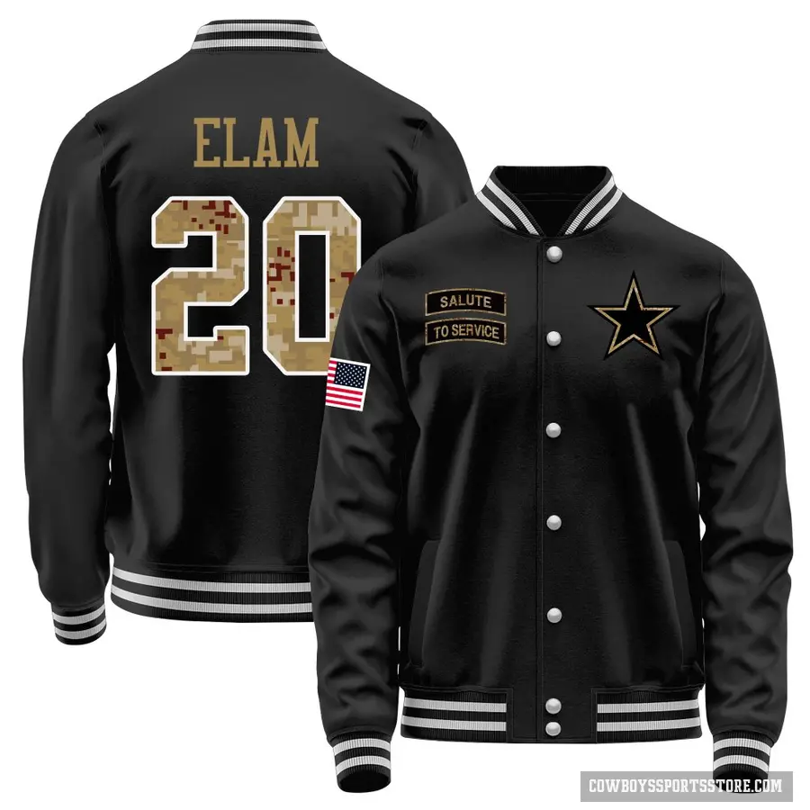 Youth ＃20 Kaiir Elam Dallas Cowboys Black Salute to Service Sideline Performance Jacket