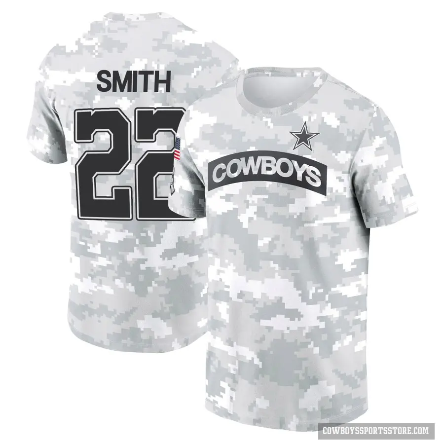 Youth ＃22 Emmitt Smith Dallas Cowboys Camo Arctic 2024 Salute to Service Performance T-Shirt