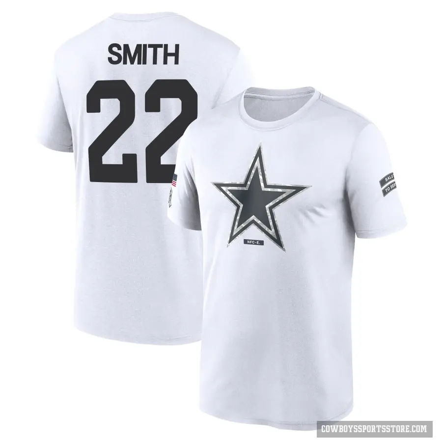 Youth ＃22 Emmitt Smith Dallas Cowboys White 2024 Salute to Service Performance T-Shirt