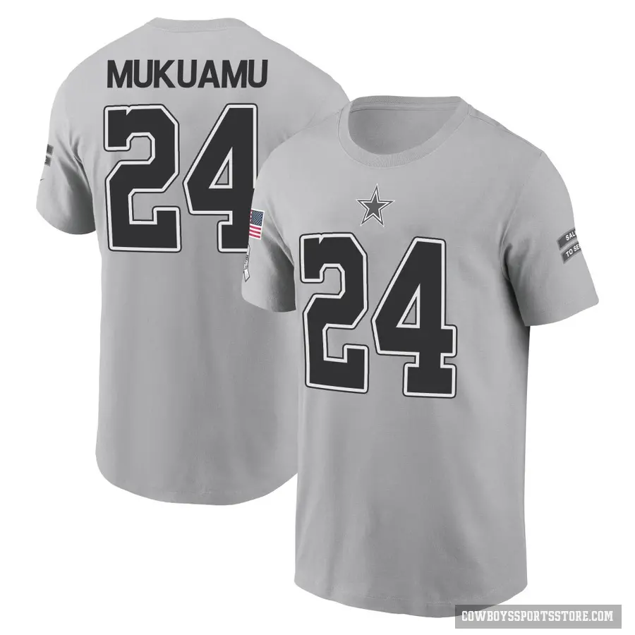 Youth ＃24 Israel Mukuamu Dallas Cowboys Gray 2024 Salute to Service T-Shirt