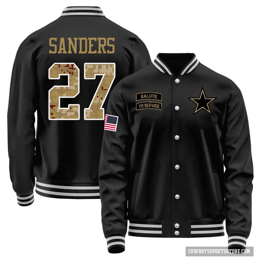 Youth ＃27 Miles Sanders Dallas Cowboys Black Salute to Service Sideline Performance Jacket